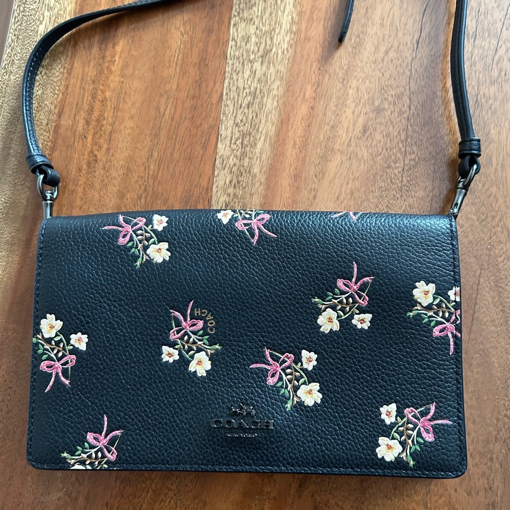 Coach Black Crossbody Bag with Floral Design